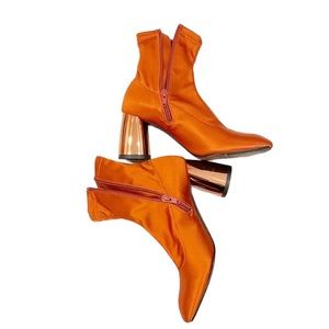 Free People Satin Spectrum Sock Boot Rust Size 6